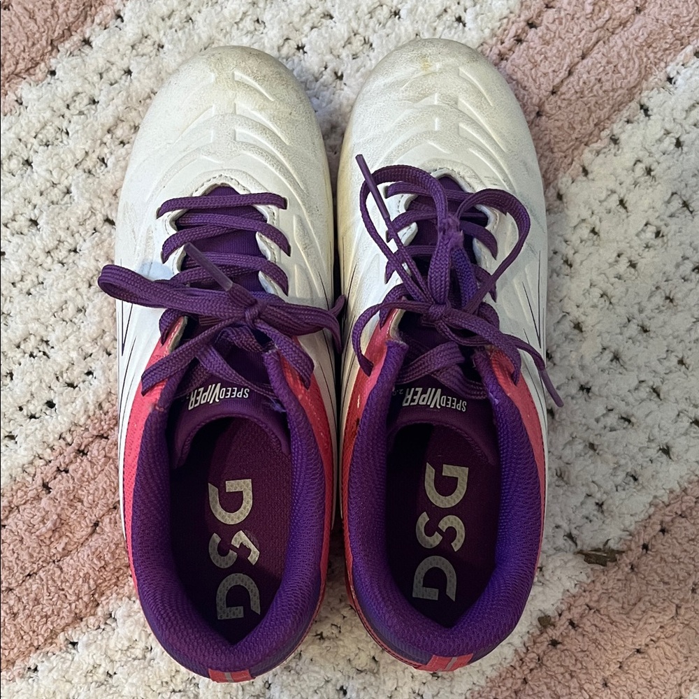 DSG White Purple and Pink Lace-Up Cleats